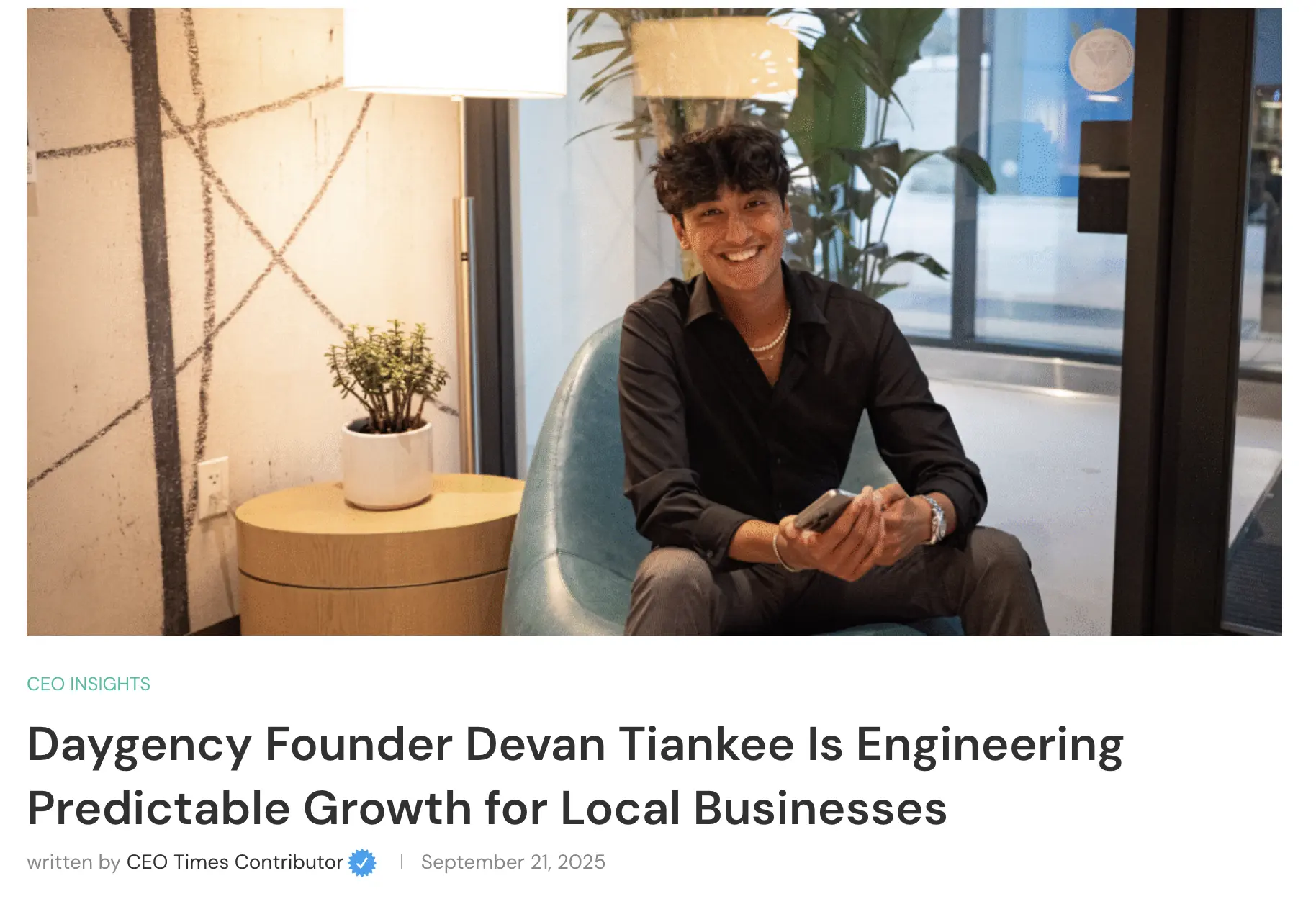 CEO Times article featuring Daygency